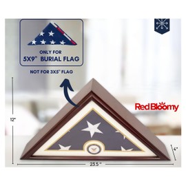 RED BLOOMY 5'x9' Navy Flag Display Case, Veterans Day Gift, 4th of July Gift, Best Gift for Men, Memorial Gift, Veteran Gift, Army Gift, Soldier Gift