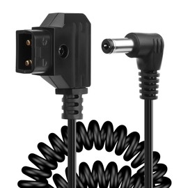 CERRXIAN 4.2ft D-Tap to Right Angle DC 12V Coiled Cable Replacement D-Tap to 12V DC5525 Jack Cable for Anton Bauer, KIPRO LCD, Black Magic etc