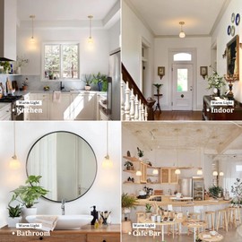 Shenmoyl Mini Pendant Light with White Tulip Glass Lmapshade, Brass Vintage Pendant Light Adjustable Hanging Light for Kitchen Island Dining Room Hallway