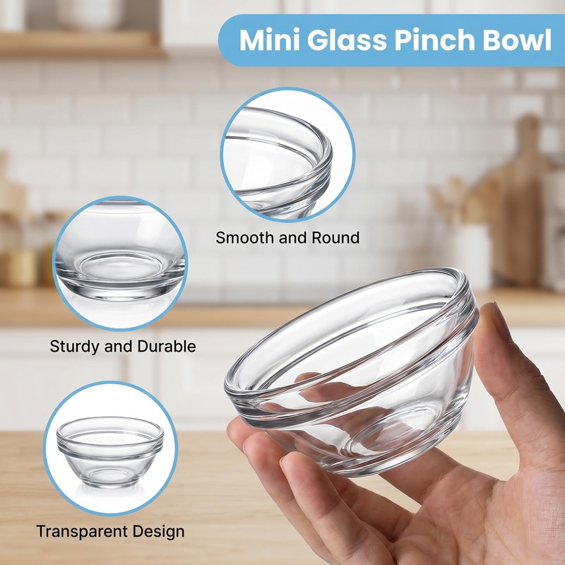 Bgtecho 8Pcs Small Glass Bowls, 3in 2.5oz Glass Pinch Bowl