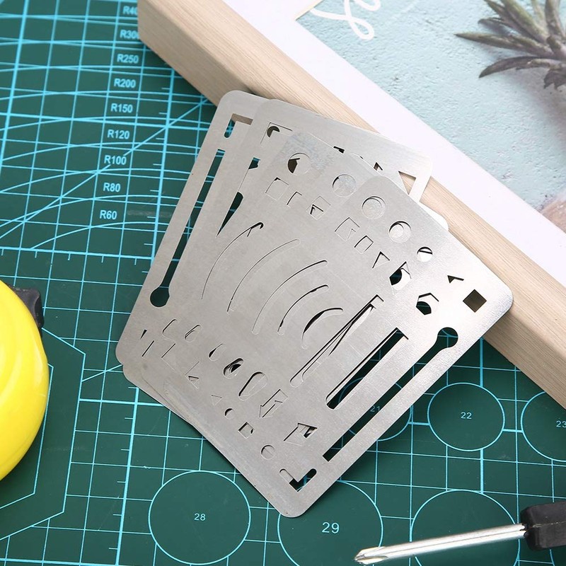 Baxnore 10PCS Stainless Steel Erasing Shield, 27 Holes Metal Eraser