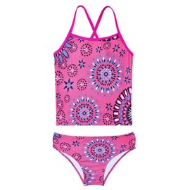 Century Star Girls Swimsuits Two Piece Tankini Bathing Suit Hawaiian Swimwear Kids Toddler Beach Swimsuits Rose Round Flower 6-7 Years