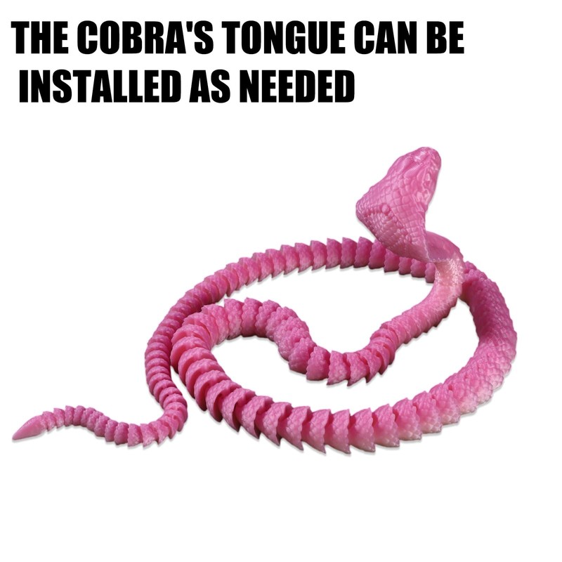 lasuroa 3D Printed Cobra Snake, 3D Printed Animals Flexible Crystal