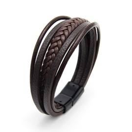 Leather Wrap Bracelet for Men Clasp Cowhide Leather Cuff Bracelets Multilayer Braided Chain Wrap Cuff Bangle Bracelet Jewelry for Women
