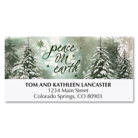 Peaceful Trees Deluxe Christmas Address Labels - Set of 48, Large Self-Adhesive, Flat-Sheet Labels