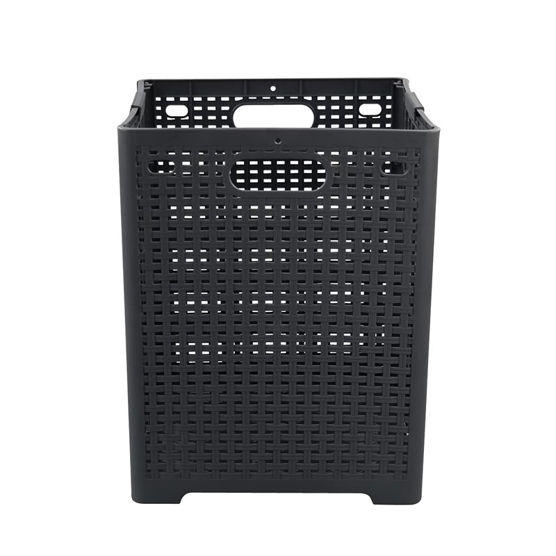 Kekow 1-Pack 42 L Plastic Collapsible Laundry Basket, Gray Folding