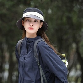 Gajaous Fashionable Colorblock Bucket Hats, Unisex Summer Sun Beach Bucket Hats for Women Men, Outdoor Travel Hiking Fishing Cap Black