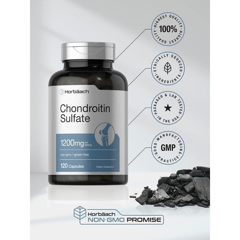 Horbaäch Chondroitin Sulfate 1200mg | 120 Capsules | Non-GMO &
