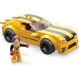 MEGA Hot Wheels Race Car Building Toys Set, '17 Camaro with 89 Pieces, 1 Micro Action Figure Driver, Yellow, Kids Ages 5+ Years