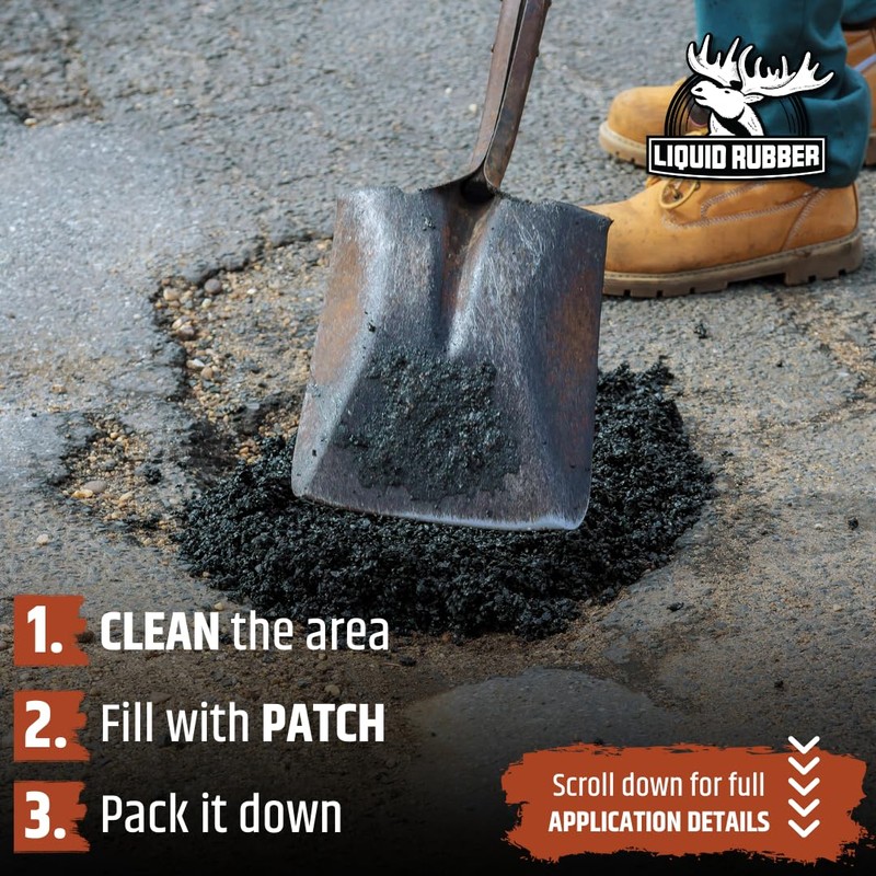 Liquid Rubber Asphalt Patch – 44lb Pail Ready-to-Use Pothole Repair