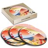 4 x Round Coasters - Japan Mount Fuji Illustration Cork