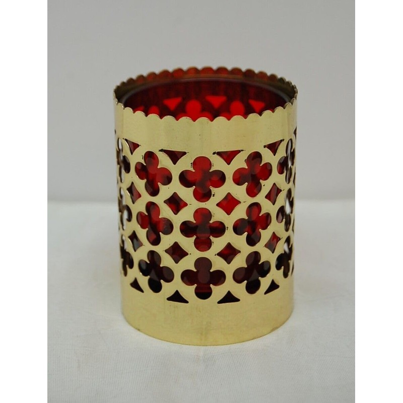 Traditional Church or Chapel Votive Candle with Red Globe, Solid