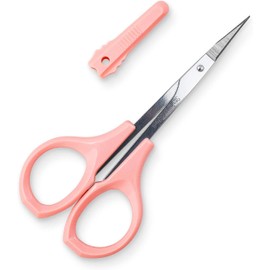 Tijeras con tapa - Cuidado personal - Recortadora de pelo - Facial, vello de nariz, cejas, bigote y aseo de barba - Borde curvado, gorra corta rosa