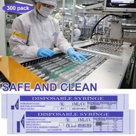 300 PCS 1ml Syringe Bulk with Cap,1cc Plastic Small Syringes with Cover, Liquid Measuring Syringe, Syringes Tools for Scientific Labs, Feeding Small Pets, Oil or Glue Applicator-Individually Sealed