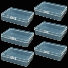 YUYUDEHM 6 Pcs Mini Rectangle Box with Lid, Plastic Storage Containers Box for Collecting Small Items, Beads, Crafts Accessories (4.5 x 3.3 x 1.1 Inch)