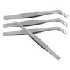Operitacx 4Pcs Precision Static Stainless Steel Tweezers Industrial Angled Tine