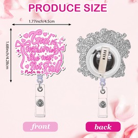 Bible Verse Badge Reel Retractable - God is Within Her, She Will Not Fall ID Badge Holder with Acrylic Alligator Clip for Nurse Nursing Medical Student Teacher Hospital Worker Office Card Reels Gifts