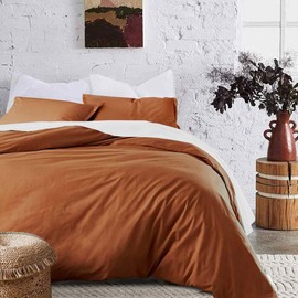 Burnt Orange California King Comforter Set, 3pc Aesthetic Modern Bedding Set Cal King Size, All Season Lightweight Cali King Microfiber Down Alternative Comforter with 2 Pillow Shams for Women Men