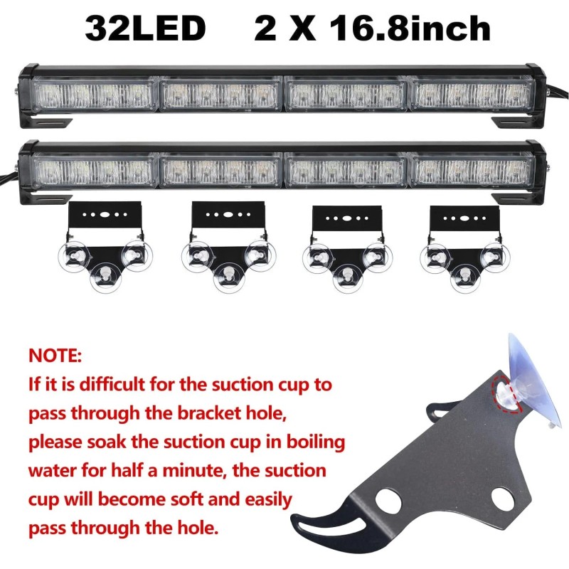 16.8-Inch Traffic Advisor Strobe Light Bar with 32LED 26 Flash