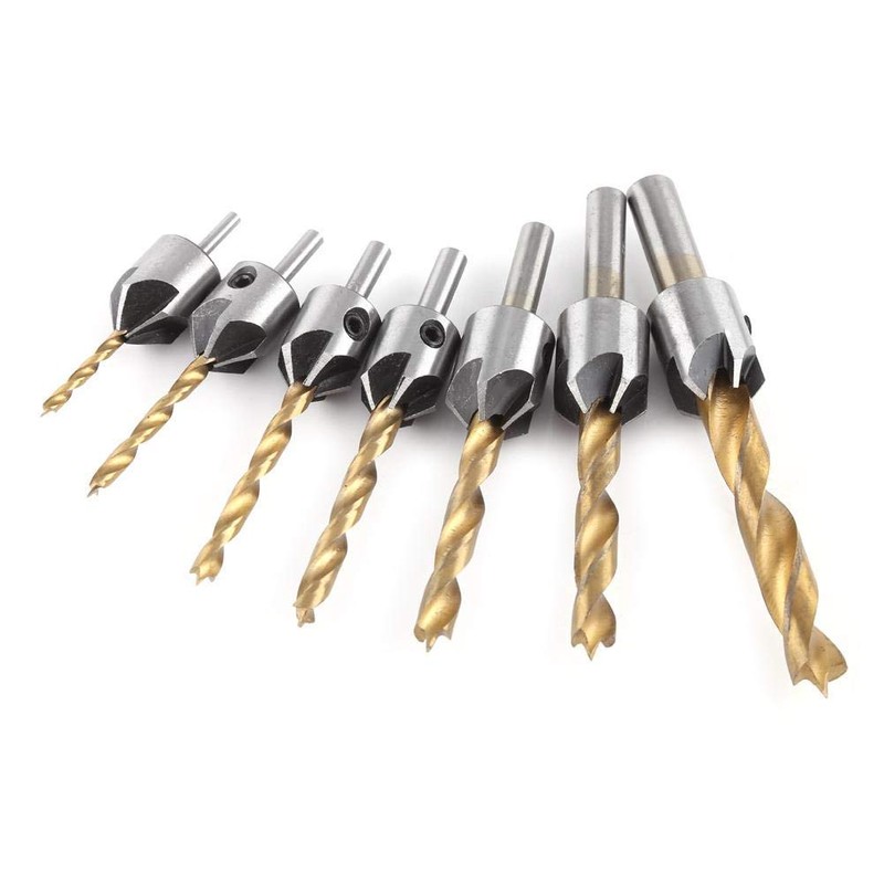 7pcs Woodworking Countersink Drill Bit Set Woodworking Carpentry Reamer Boring