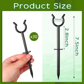 Taiyin 30 Pcs 3/4'' Garden Hose Holder Brackets Garden Guide Holder Decorative Outdoor Guide Stakes Support Spike Plant Tool to Keep off Lawn for Yard (Black)