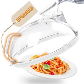 Gracenal Microwave Food Cover, 10 Inch Microwave Splatter Cover with Water Steamer and Integrated Handle, Clear Splatter Guard Microwave Cover for Food, White Cookware Lid Gifts for Mom