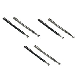 PMELCXD 6 Pieces Extendable Magnetic Rods, Telescopic Magnets Magnetic Telescopic Rods Magnetic Pickup Tools, Up to 64 cm, for Screws, Nuts, Keys, Metal Parts (Black+Silver)