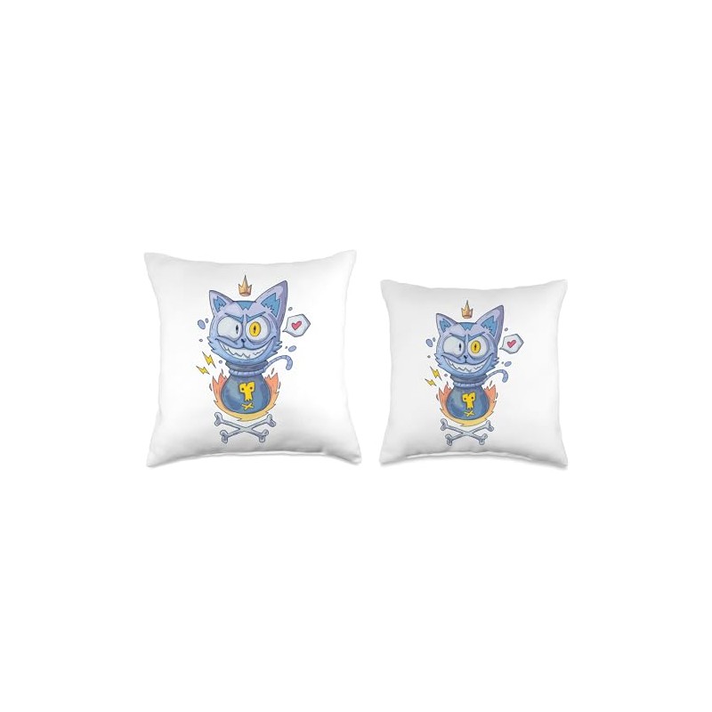 Cute Mad Monster Cat in a Sack Throw Pillow