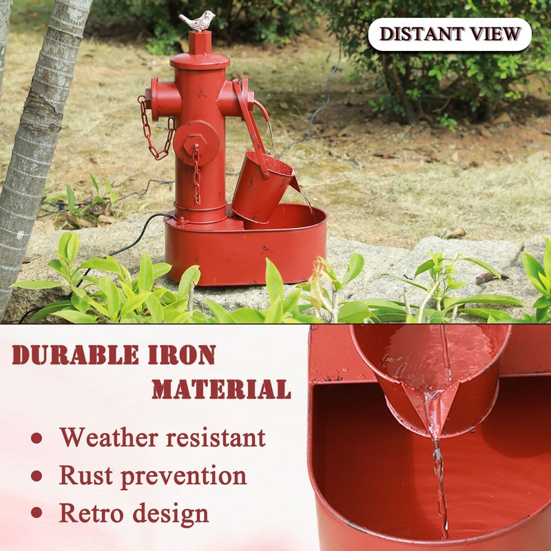 Metal Solar Powered Water Fountain with Backup Battery,Outdoor Fountains