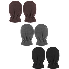 3 Pairs Baby and Toddler Winter Mittens Kids Fleece Warm Mittens for Baby Boy Girl (Black, Coffee, Grey, 6-18 Months)