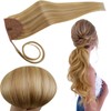 RUNATURE Pferdeschwanz Haarteil Blond Highlight Lang Echte Haare 50cm Zopf