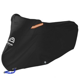 Motorcycle Cover All Season Waterproof Scooter Cover with Lock Holes and Inner Flame Retardant Cloth, Outdoor Motorcycle Cover Sun Rain Uv Protection Motorbike Cover Fits up to 90 inch Length Motors