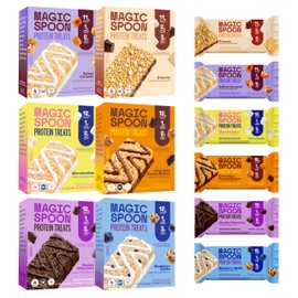 Magic Spoon Treats - 24 High Protein Bars: 4 each, Salted Caramel, Smores, Marshmallow, Chocolate Peanut Butter, Blueberry Muffin, Double Chocolate - High Protein Sugar & Gluten Free Snack