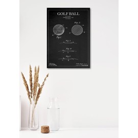 GRANDART.COM - Blackboard Patent - Golf Ball - Canvas Wall Art By MCA