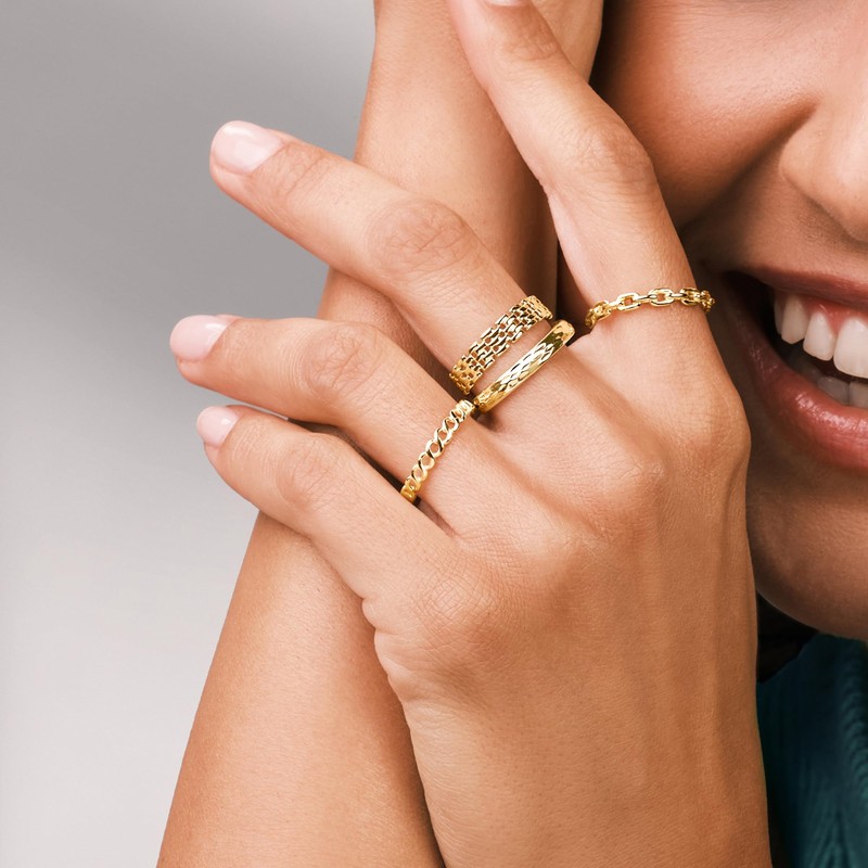 Canaria 10kt Yellow Gold Panther-Link Ring. Size 5