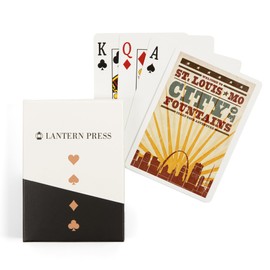 Lantern Press St. Louis, Missouri, Skyline and Sunburst Screenprint Style (52 Playing Cards, Poker Size Card Deck with Jokers)