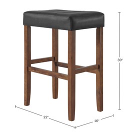 Alaterre Furniture Madison 30-Inch Bar Stool with Faux Leather Seat - Barstool for Kitchen Island or Bar - Backless Barstools (Walnut/Black)