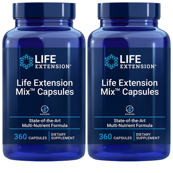 Life Extension Mix Capsules 2X360Caps Multivitamin Vitamin E/Amino Acid/Luteolin
