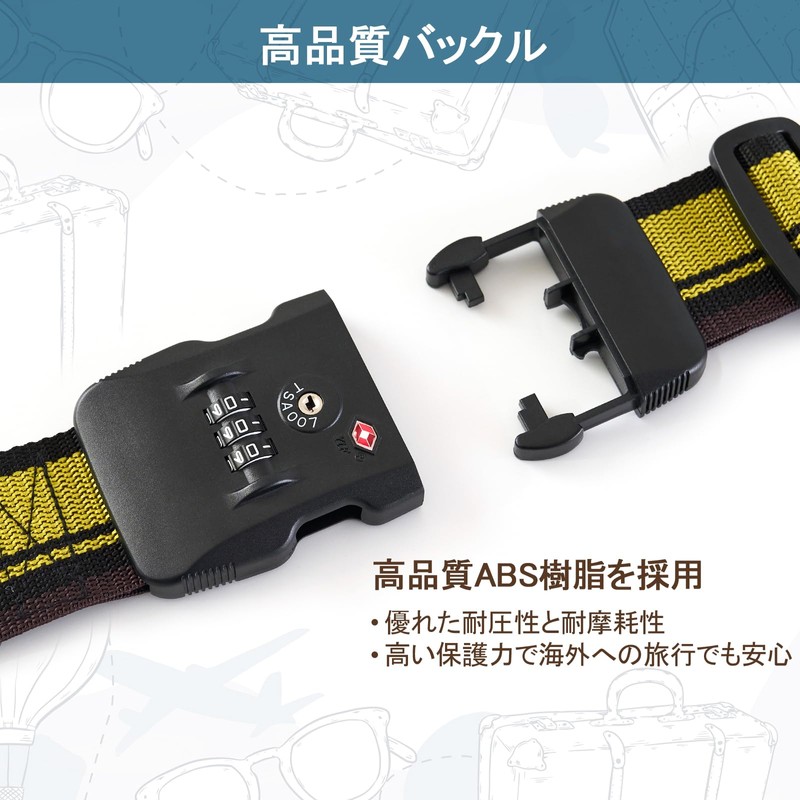 MiyabiLife Suitcase Belt with TSA Lock, Carrying Case, Belt, Cargo