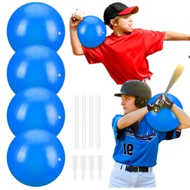 RoundFunny 4 Sets Connection Ball for Baseball 9.8 Inches Soft Baseball Hitting Trainer, Improve Arm Action and Hitting Pitching Training Efficiency (Blue)