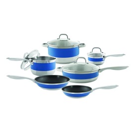 Chantal Stainless Steel Stripes Cookware, 6 quart Stockpot, Blue Cove