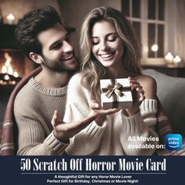 GIFTSFARM Horror Movies Scratch Off Cards, Horror Movie Gifts for Movie Night, Movie Night Supplies, Horror Gifts Merch - Premium Top 50 Horror Movies