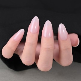 evpct Press on Nails Short Almond - Nude Pink Shimmer Glitter Shiny Press on Nails Gift, Soft Gel Press Glue On Nail with Nail Glue, 30Pcs Supremely Fit Full Cover Reusable Acrylic Fake Nails Kit