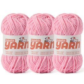 3 Pack Dark Pink Chunky Chenille Yarn for Crocheting, Baby Yarn for Crocheting Soft Blanket/Amigurumi, 300g (262yds) Super Bulky Fluffy Velvet Knitting/Crochet Yarn
