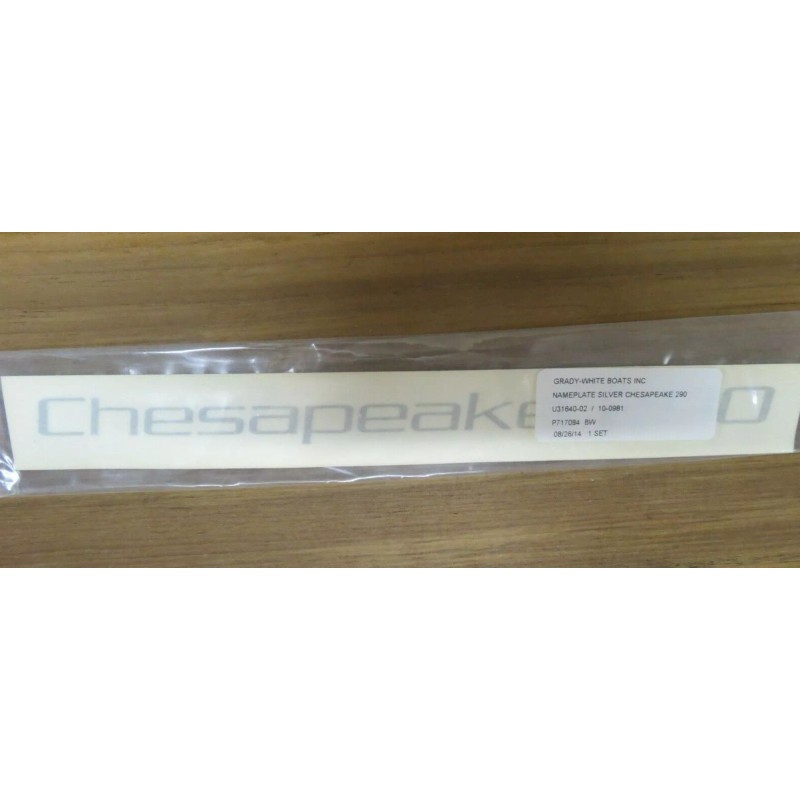GRADY WHITE 290 CHESAPEAKE NAMEPLATE SILVER DECAL SET 9-7/8" x