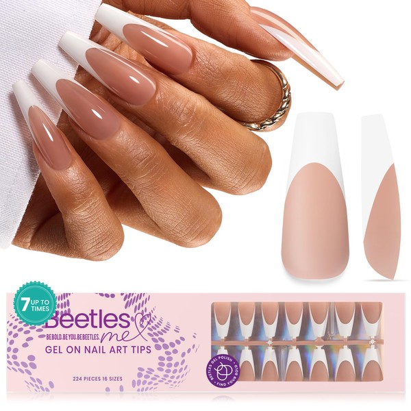 Beetles Press on Nails Long Coffin Extra Long: 224 Pcs