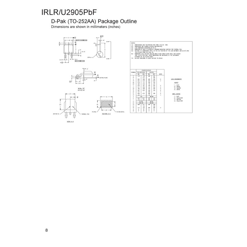 Chanzon IRLR2905TRPBF TO-252 Power Sic MOSFET 42A Transistor SMD Pack