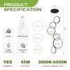 Benkut Modern LED Chandelier 6 Ring Black LED Pendant Light