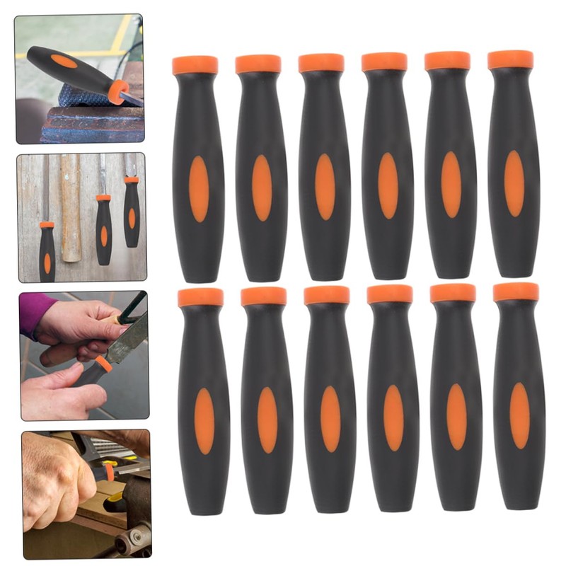 DOITOOL 12pcs Ergonomic Rubber File Handle Compatible Woodworking Tools Non-
