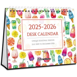 CRANBURY Small Standing Desk Calendar 2025-2026, 8x6" Small, Seasons